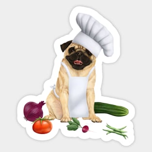 Chef pug Sticker